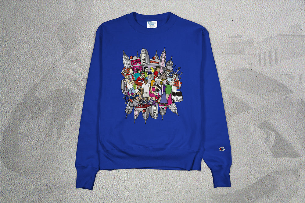 "Smoke" Champion Crewneck (ATHLETIC ROYAL) - Cleofus Design