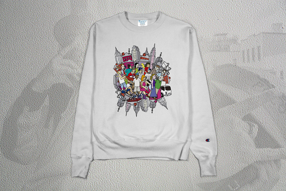 "Smoke" Champion Crewneck (WHITE) - Cleofus Design